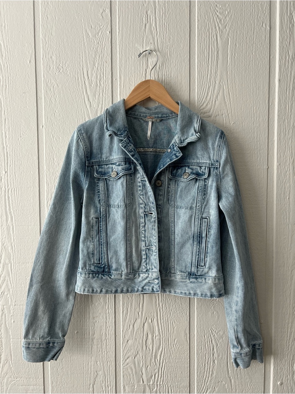 Free People Light Blue Denim Jean Jacket